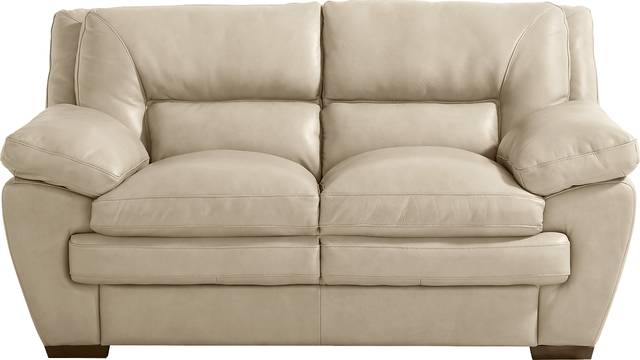 Hayworth Beige Leather Loveseat - Thumbnail - Image 1