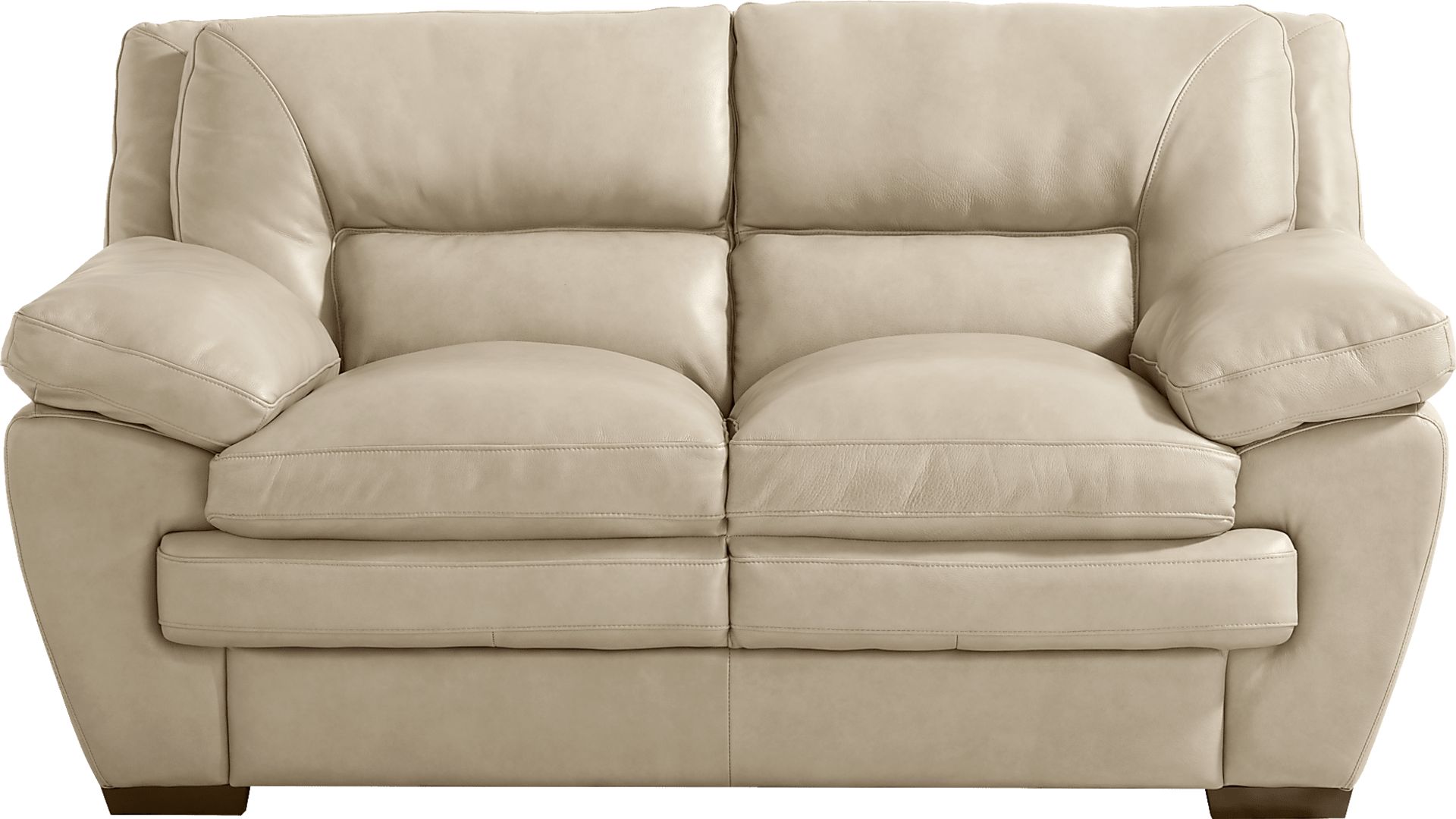 Hayworth Beige Leather Loveseat - Image 1