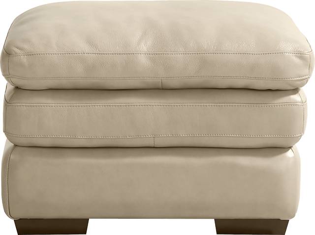 Hayworth Beige Leather Ottoman - Thumbnail - Image 2