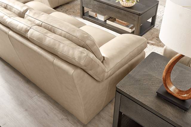 Hayworth Beige 5 Pc Leather Living Room - Thumbnail - Image 3
