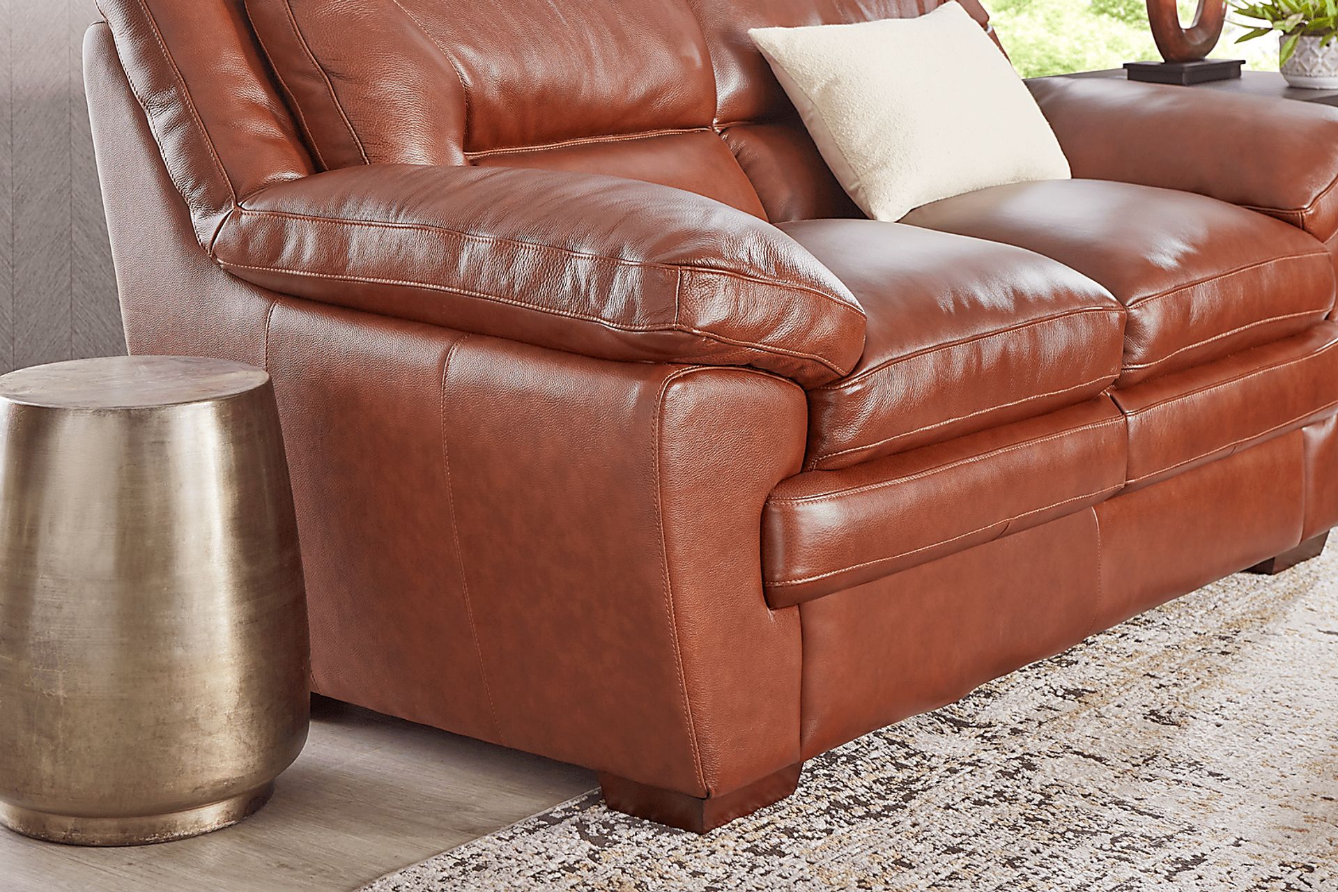 Hayworth Brown Leather Loveseat - Image 2