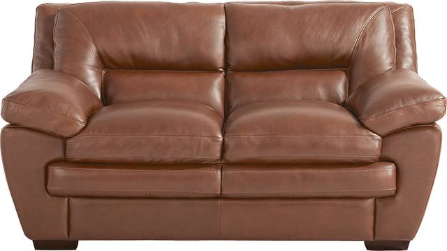 Hayworth Brown Leather Loveseat - Thumbnail - Image 1
