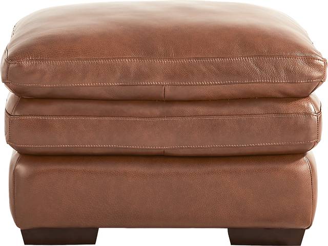 Hayworth Brown Leather Ottoman - Thumbnail - Image 2