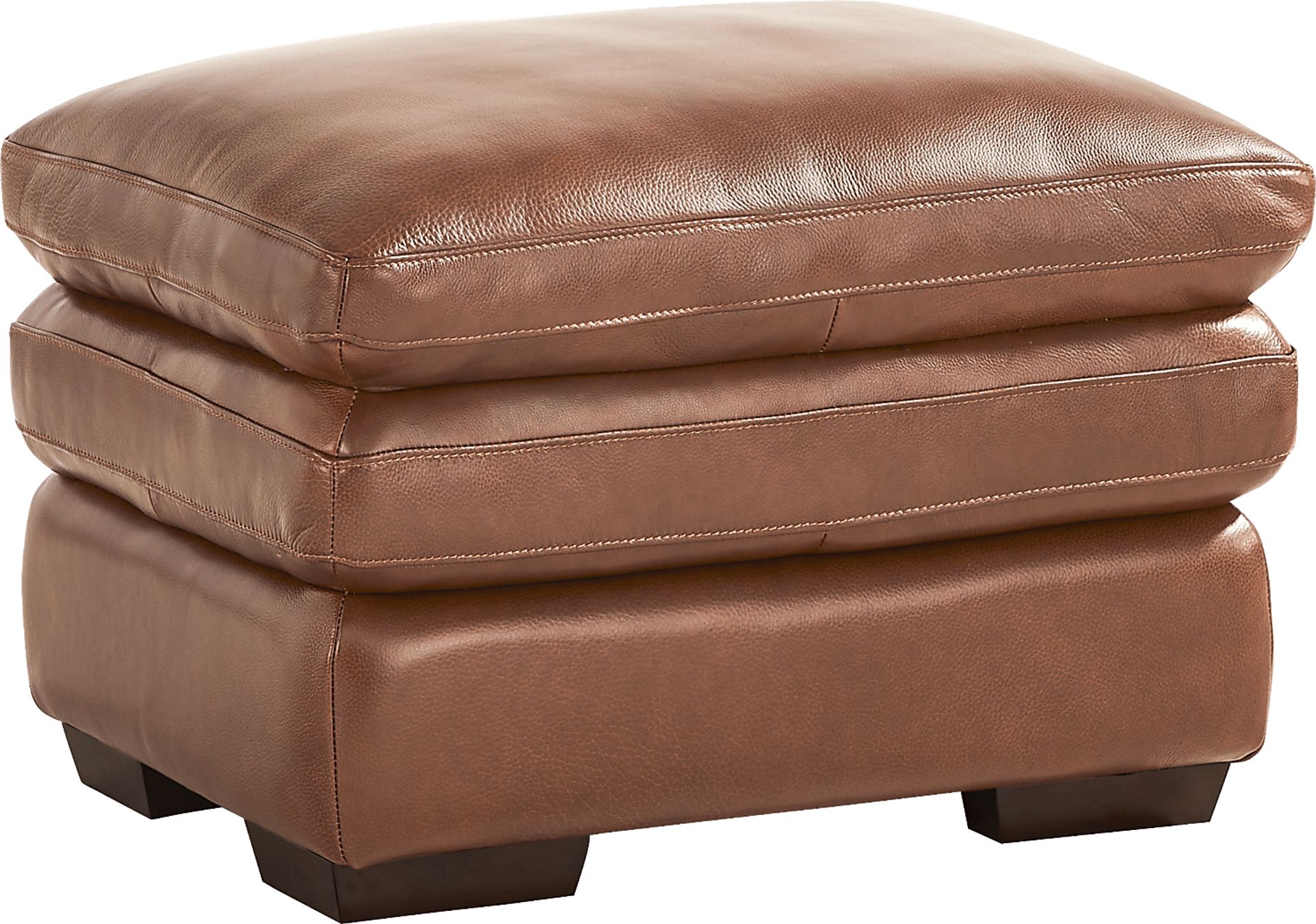 Hayworth Brown Leather Ottoman - Image 1
