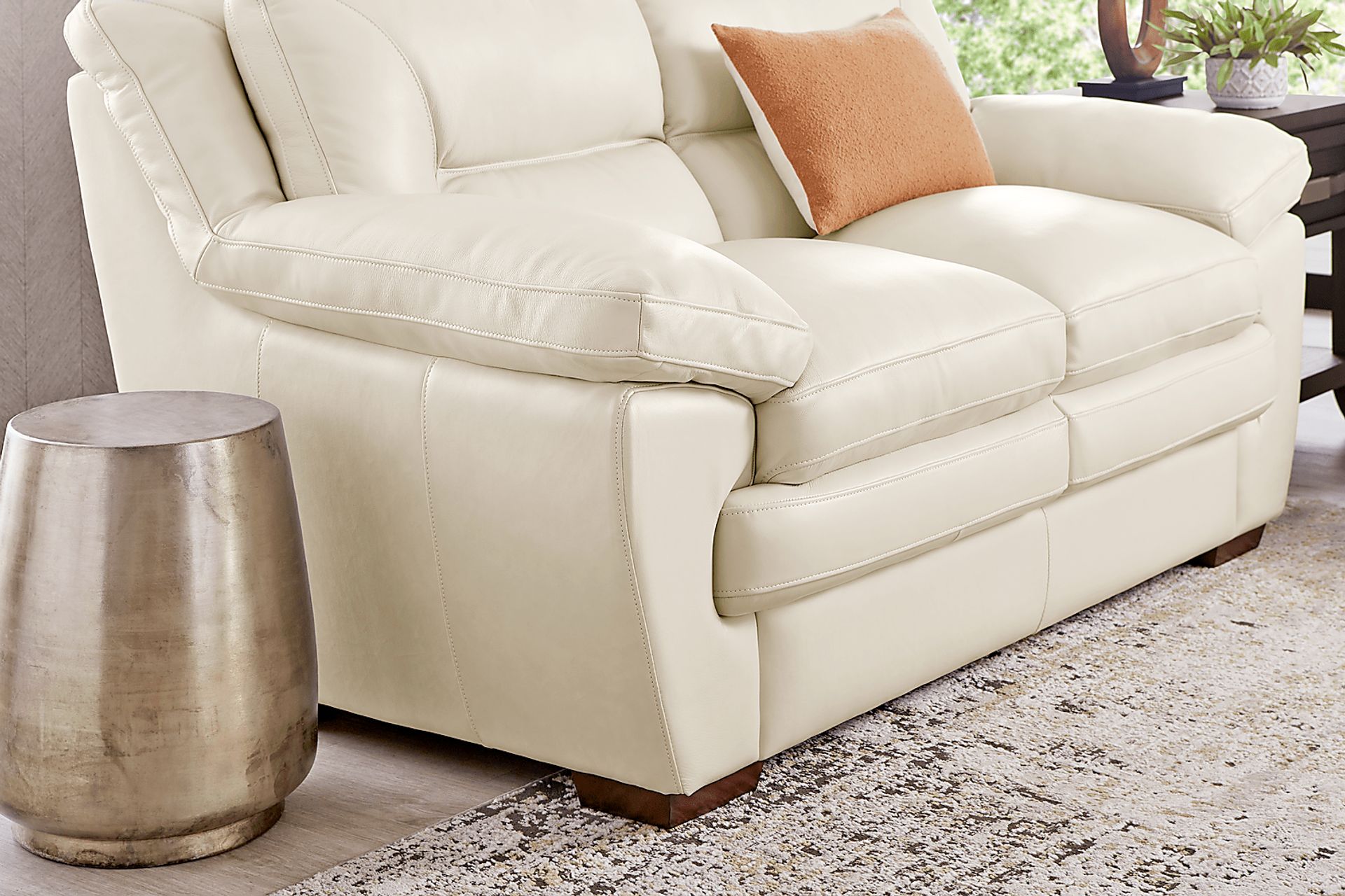 Hayworth Cream Leather Loveseat - Image 2