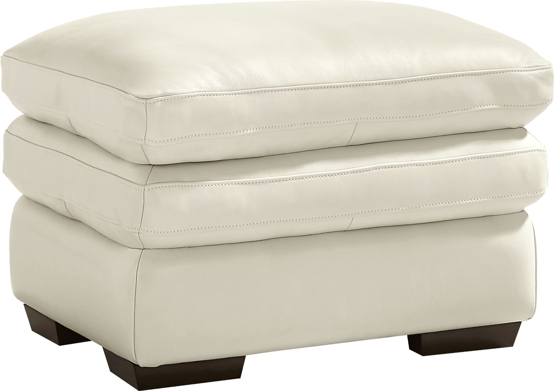 Hayworth Cream Leather Ottoman - Image 1