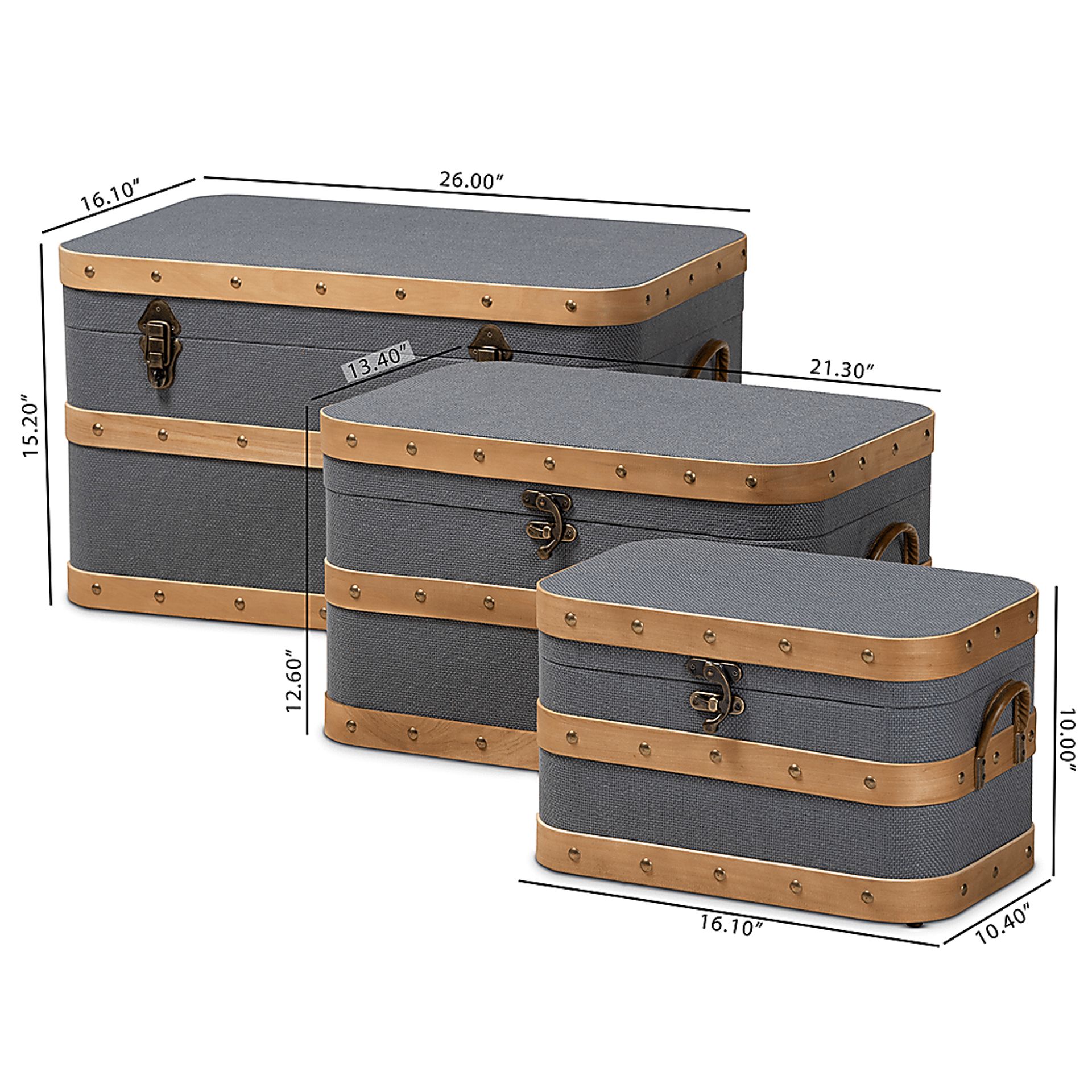 Hazeldell Gray 3 Pc Trunk Set - Image 8