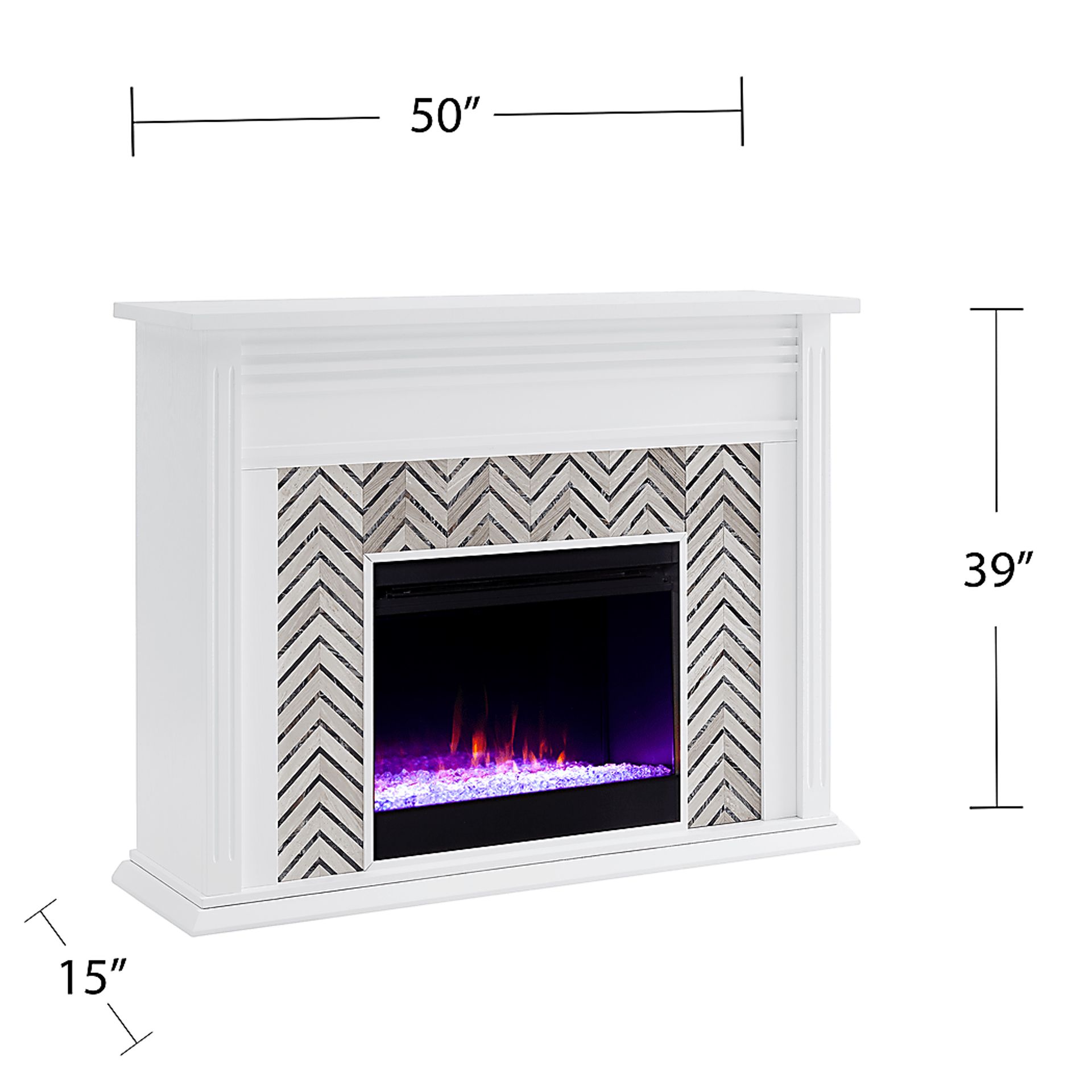 Hazelhurst I White 50 in. Console, With Color Changing Electric Fireplace - Image 10