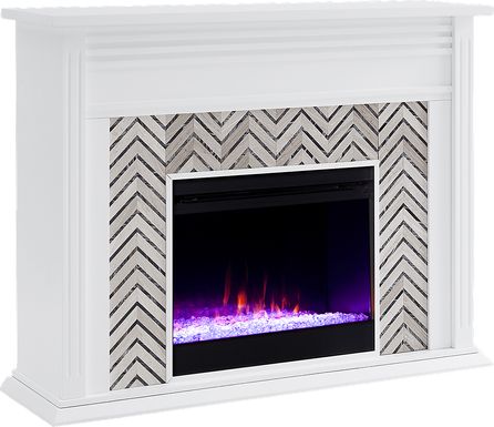 Hazelhurst II White 50 in. Console With Electric Fireplace