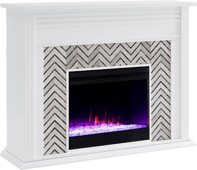 Hazelhurst I White 50 in. Console, With Color Changing Electric Fireplace - Thumbnail - Image 1