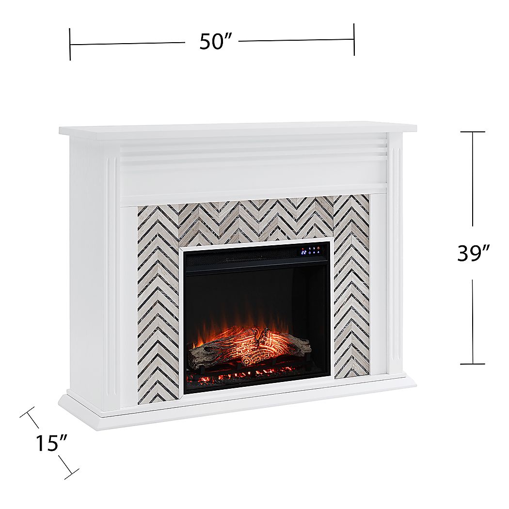 Hazelhurst IV White 50 in. Console With Touch Panel Electric Fireplace - Thumbnail 2