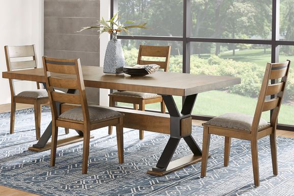 Hazelnut Woods Brown 5 Pc Dining Room with Ladder Back Chairs