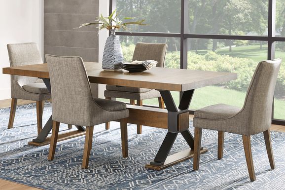 Hazelnut Woods Brown 5 Pc Dining Set with Upholstered Chairs