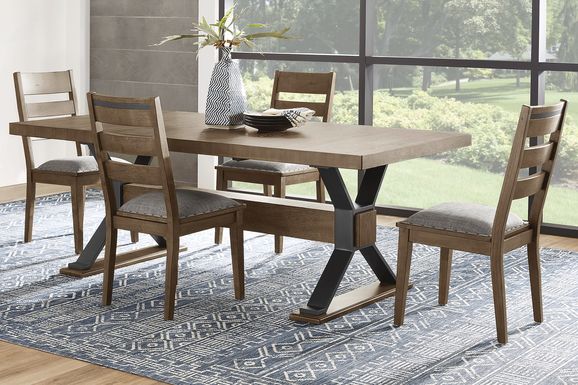 Hazelnut Woods Brown 6 Pc Dining Room with Ladder Back Chairs