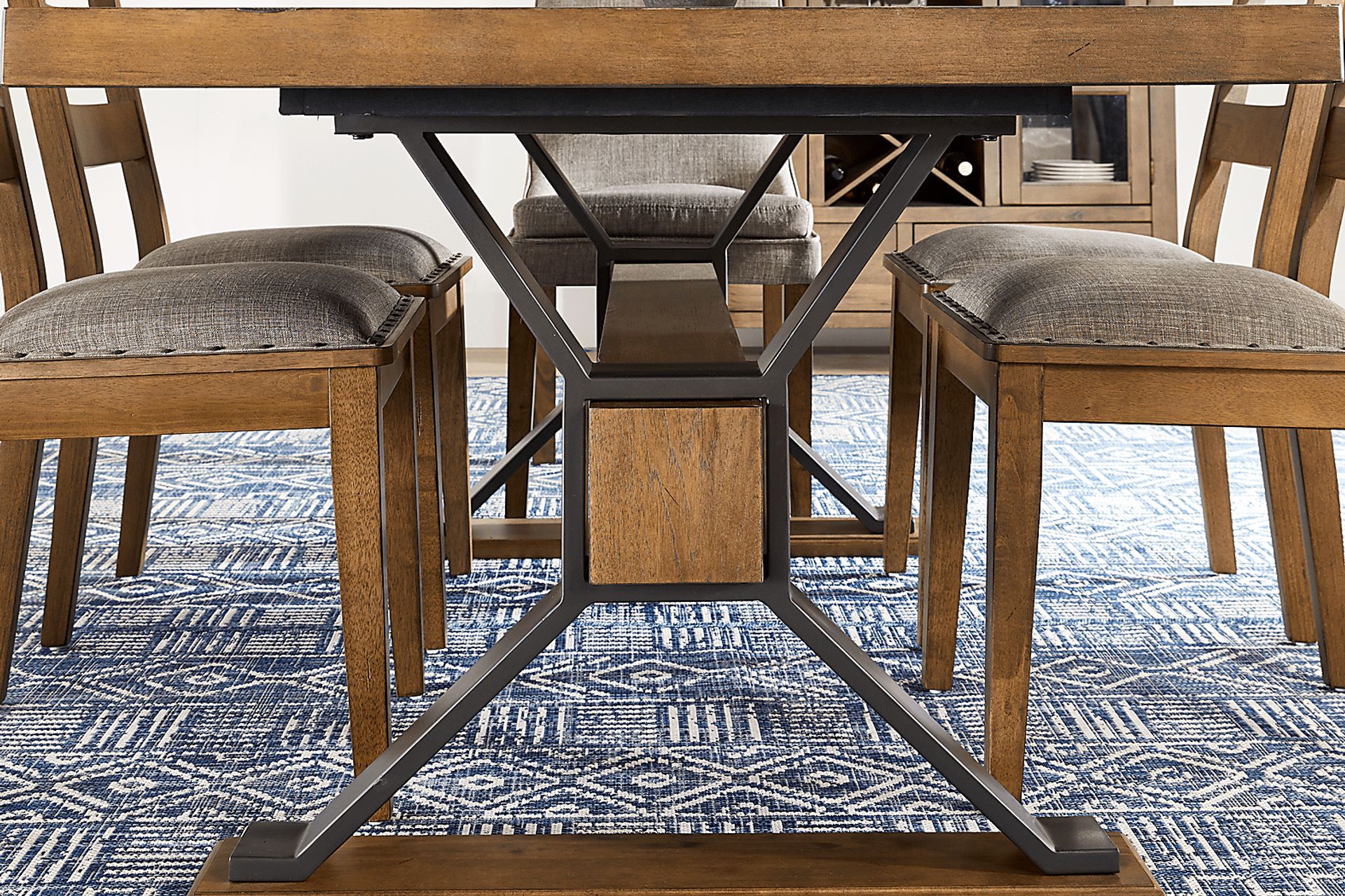 Hazelnut Woods Brown 6 Pc Dining Room with Upholstered Chairs and Bench - Image 5