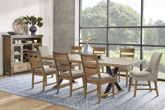 Hazelnut Woods Brown 9 Pc Dining Room with Ladder Back Chairs