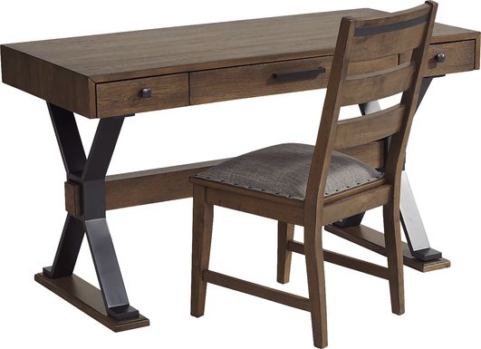Hazelnut Woods Brown Desk with Chair