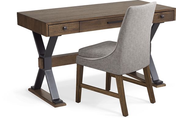 Hazelnut Woods Brown Desk with Chair