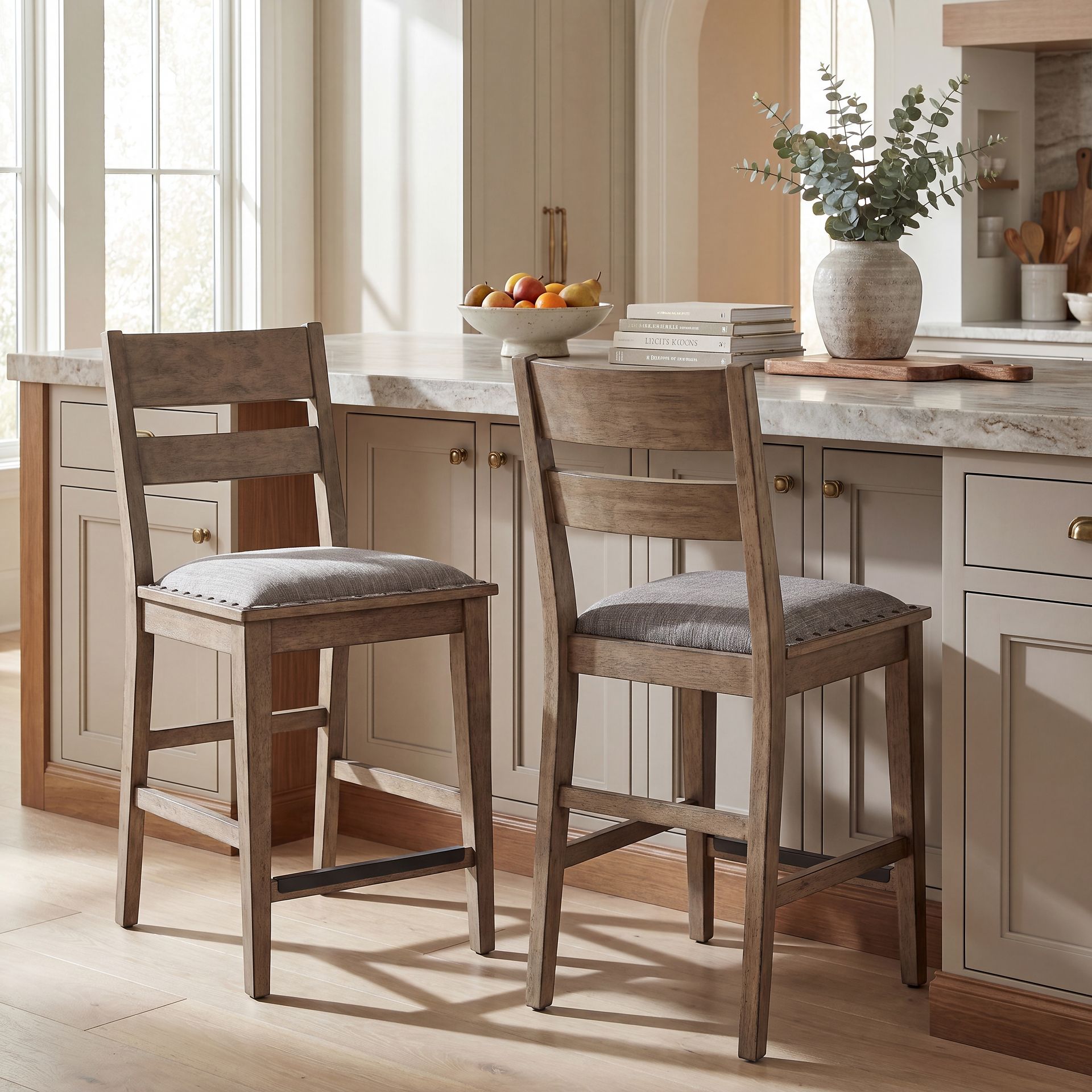 Hazelnut Woods 5 Pc Brown Counter Height Dining Room with Ladder Back Stools - Image 8