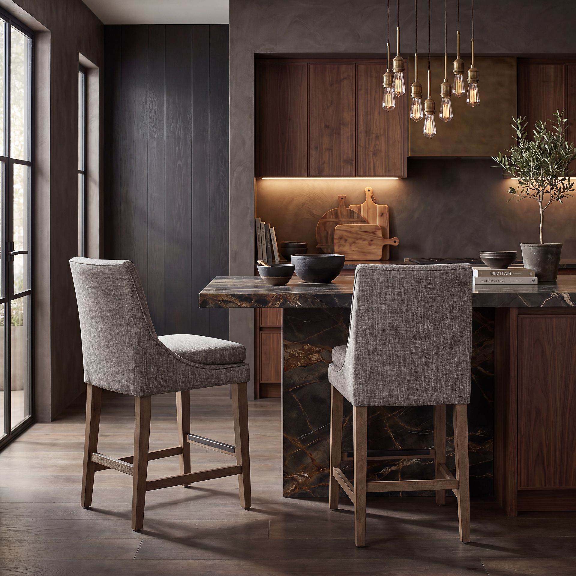 Hazelnut Woods 5 Pc Brown Counter Height Dining Room with Upholstered Stools - Image 9