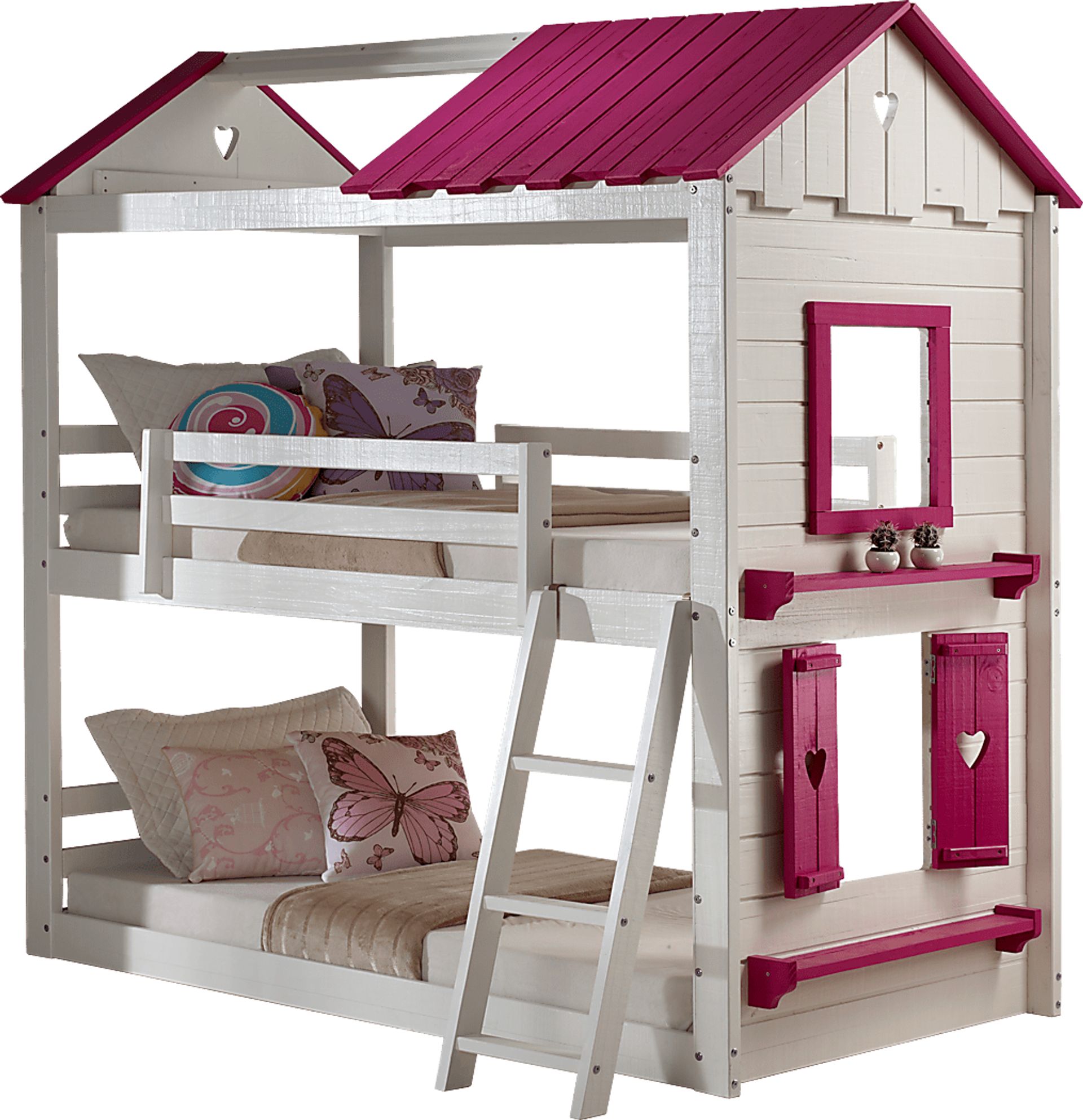 Heartbeat Cottage White Twin/Twin Bunk Bed - Image 1