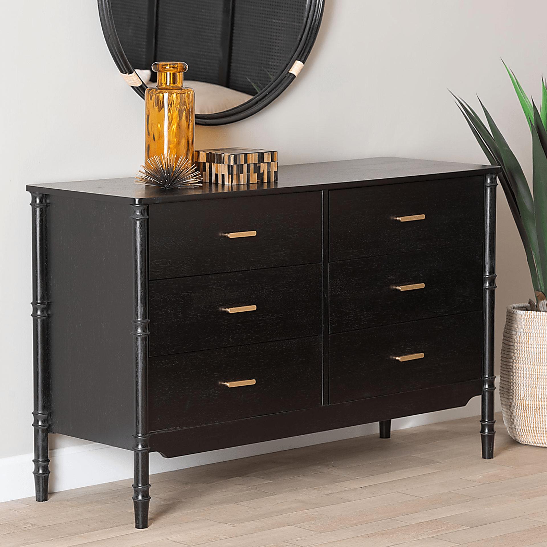 Black Dresser: 6,8,9 Drawer Double Dressers