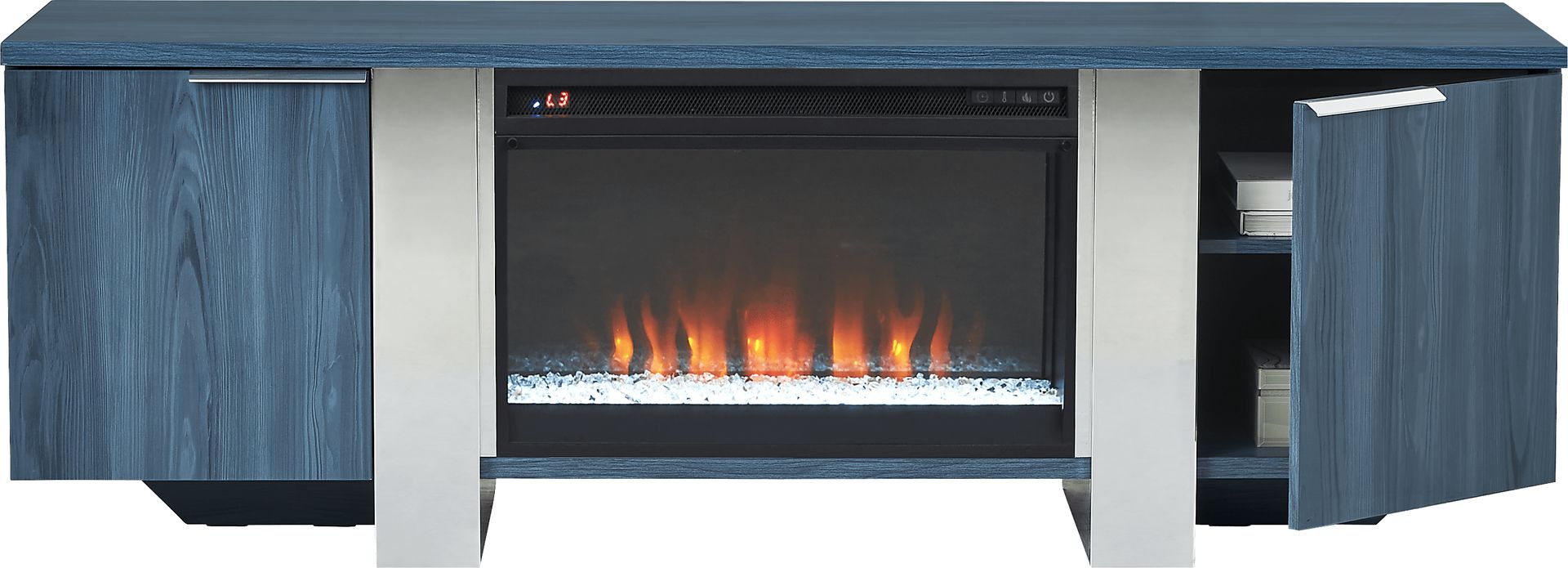 Heatherview Blue 70 in. Console with Electric Fireplace - Image 2