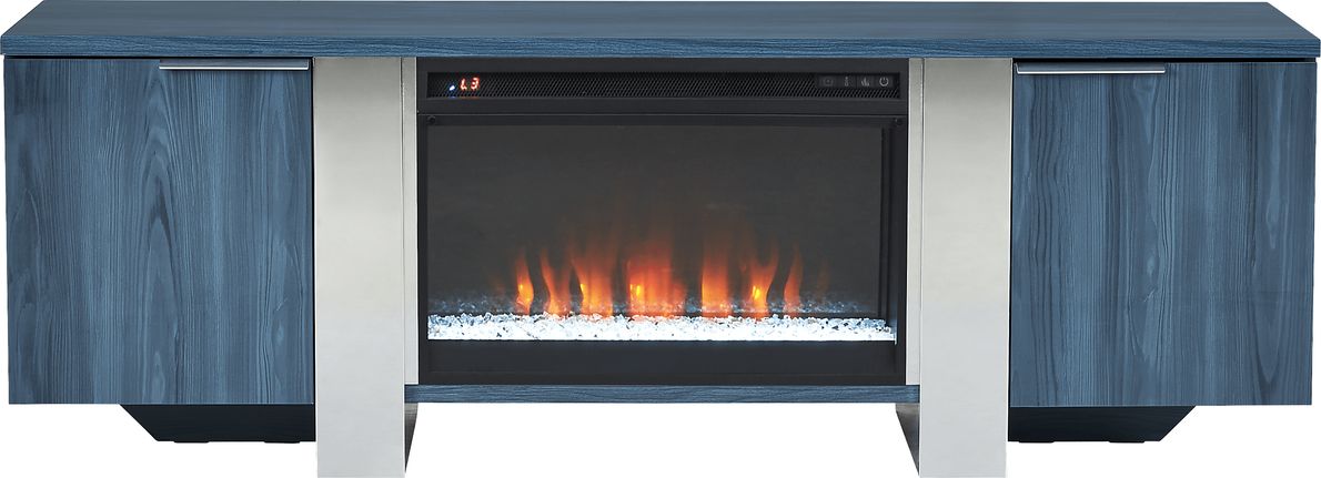 Heatherview Blue 70 in. Console with Electric Fireplace