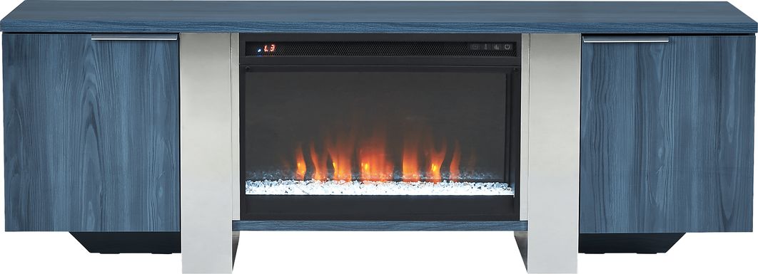 Blue fireplace deals tv stand