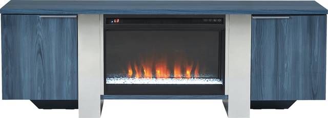 Heatherview Blue 70 in. Console with Electric Fireplace - Thumbnail - Image 1