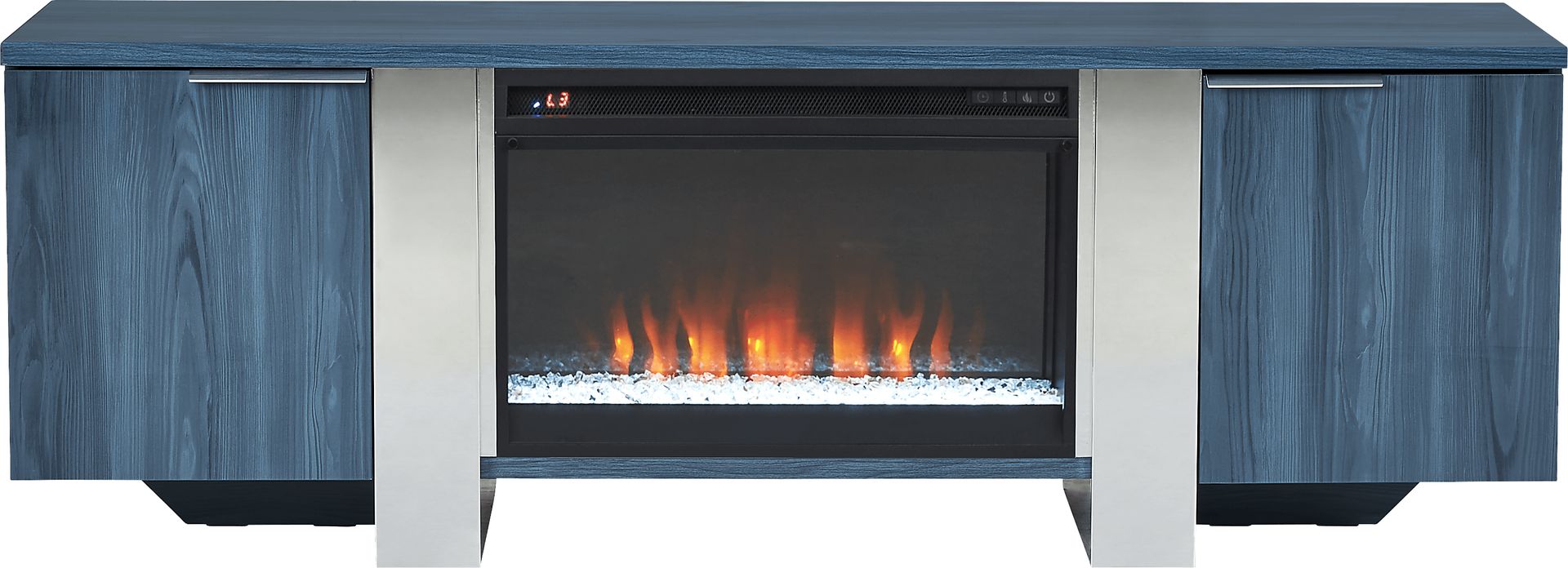 Heatherview Blue 70 in. Console with Electric Fireplace - Image 1