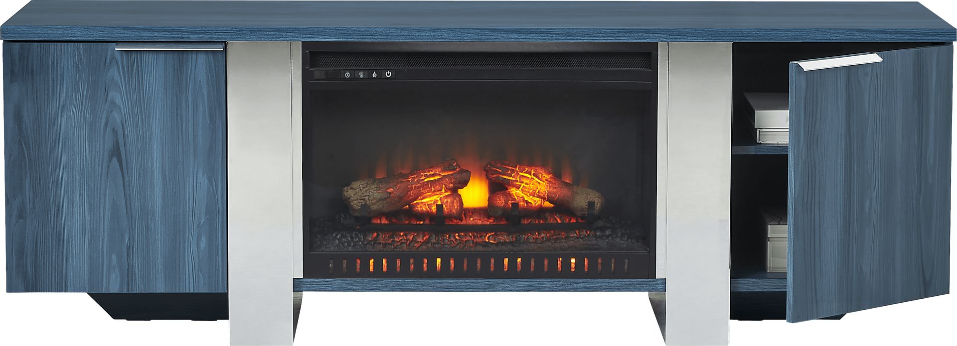 Heatherview Blue 70 in. Console with Electric Log Fireplace - Image 2