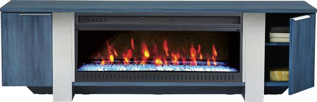 Heatherview Blue 79 in. Console with Electric Fireplace - Thumbnail - Image 2