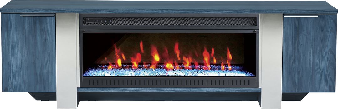 Heatherview Blue 79 in. Console with Electric Fireplace