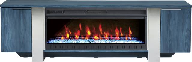 Heatherview Blue 79 in. Console with Electric Fireplace - Thumbnail - Image 1