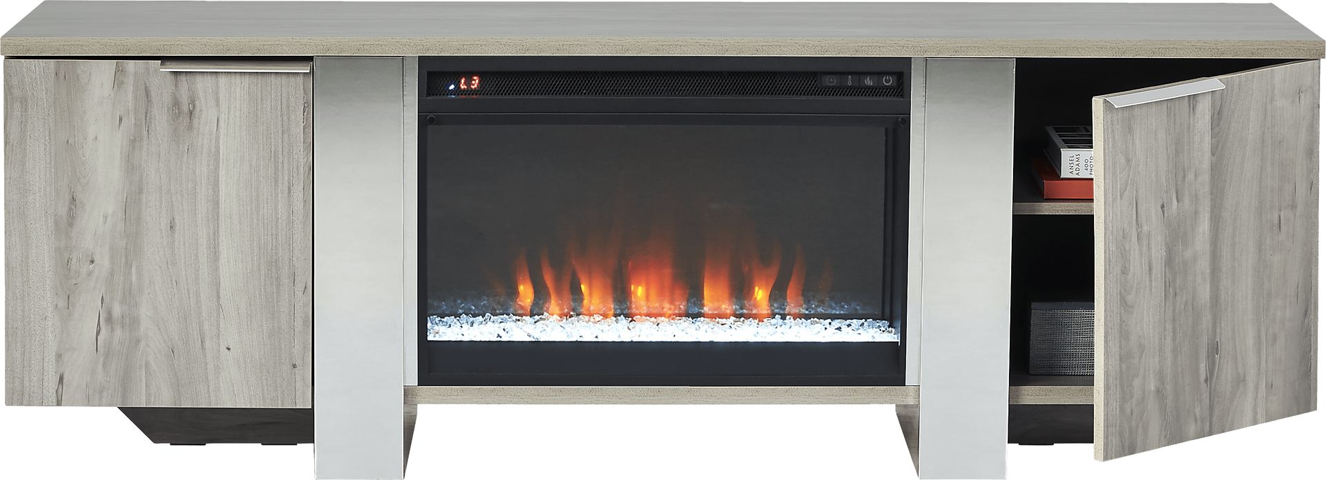 Heatherview Gray 70 in. Console with Electric Fireplace - Image 2