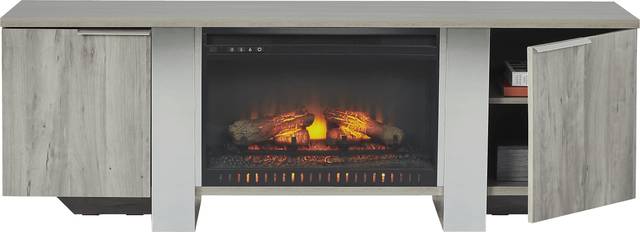 Heatherview Gray 70 in. Console with Electric Log Fireplace - Thumbnail - Image 2