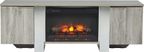Heatherview Gray 70 in. Console with Electric Log Fireplace