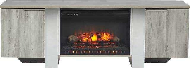 Heatherview Gray 70 in. Console with Electric Log Fireplace - Thumbnail - Image 1