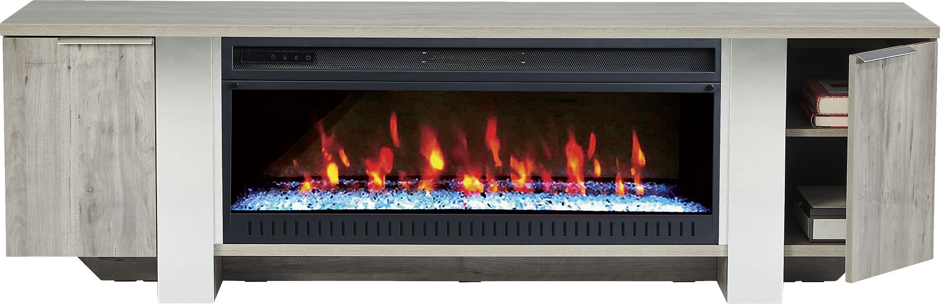 Heatherview Gray 79 in. Console with Electric Fireplace - Image 2