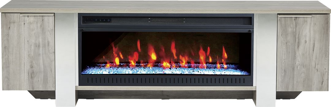 Heatherview Gray 79 in. Console with Electric Fireplace