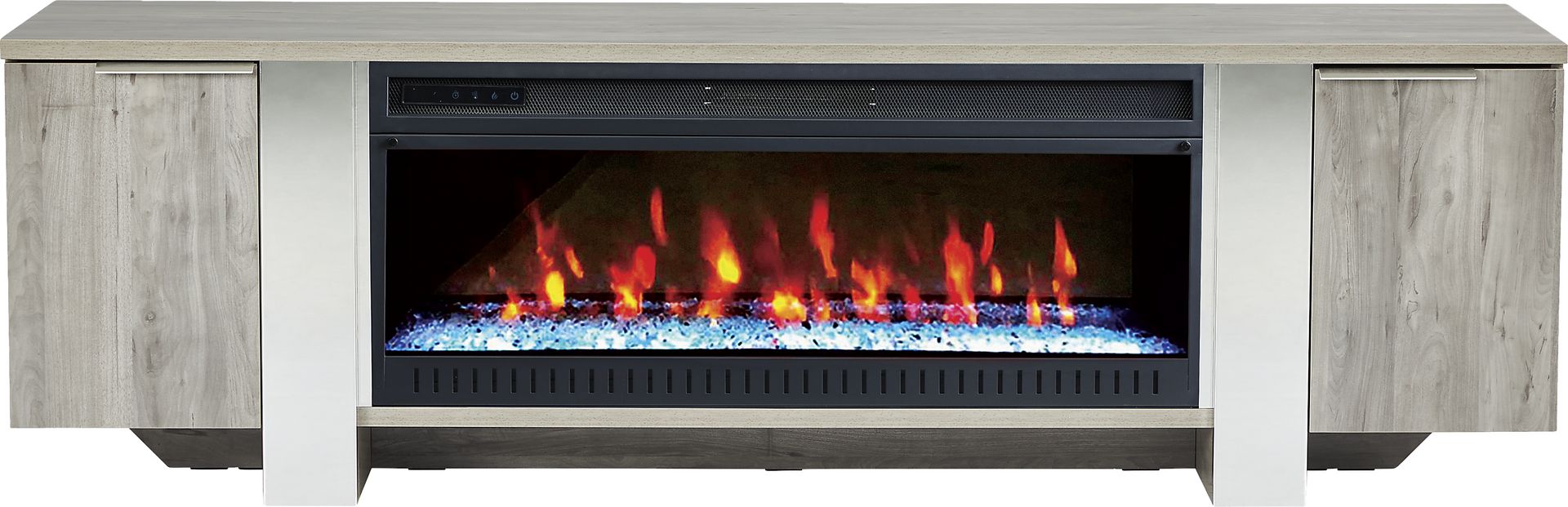 Heatherview Gray 79 in. Console with Electric Fireplace - Image 1