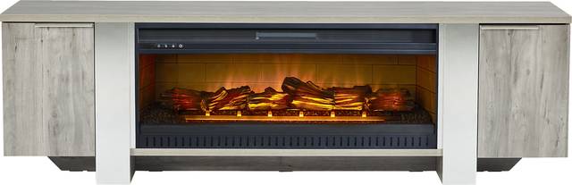 Heatherview Gray 79 in. Console with Electric Log Fireplace - Thumbnail - Image 1