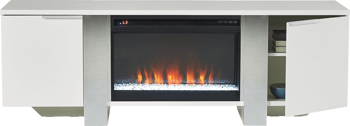 Heatherview White 70 in. Console with Electric Fireplace