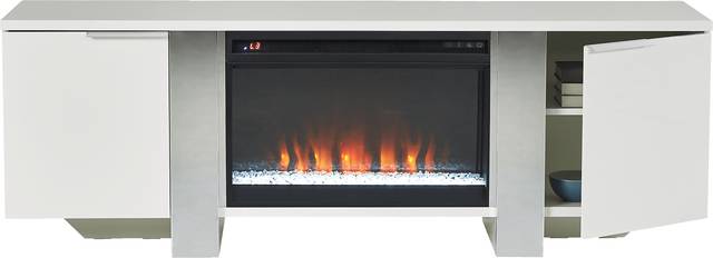 Heatherview White 70 in. Console with Electric Fireplace - Thumbnail - Image 2