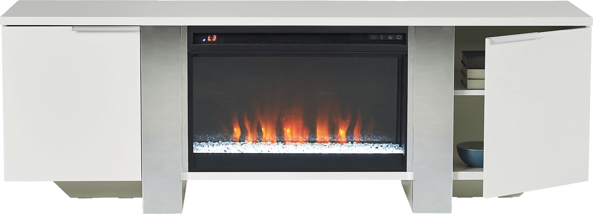 Heatherview White 70 in. Console with Electric Fireplace - Image 2