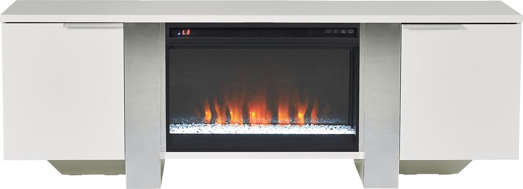 Heatherview White 70 in. Console with Electric Fireplace