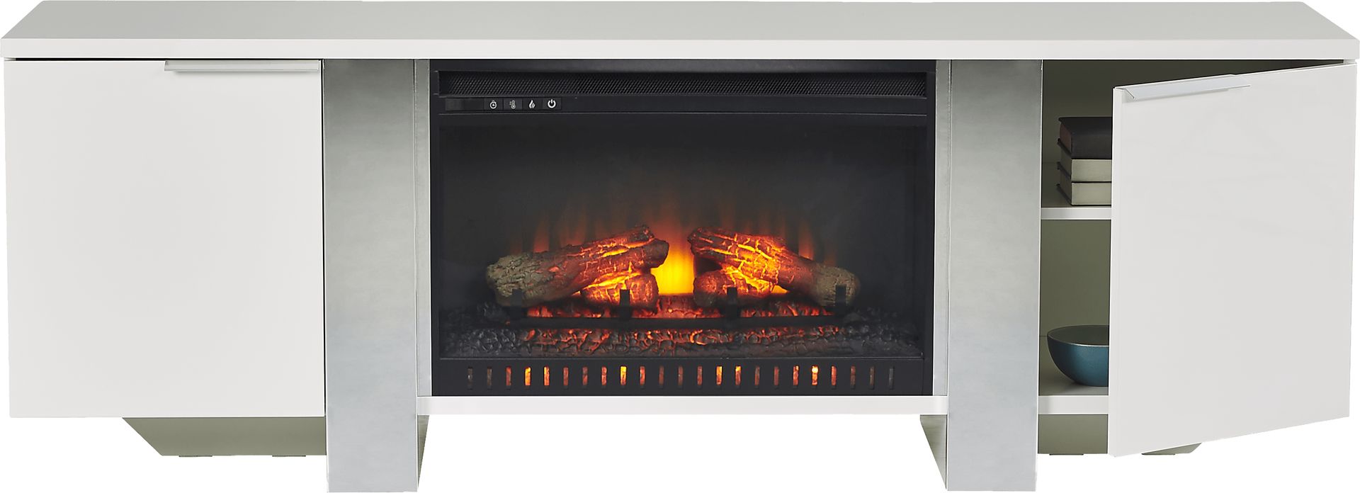 Heatherview White 70 in. Console with Electric Log Fireplace - Image 2