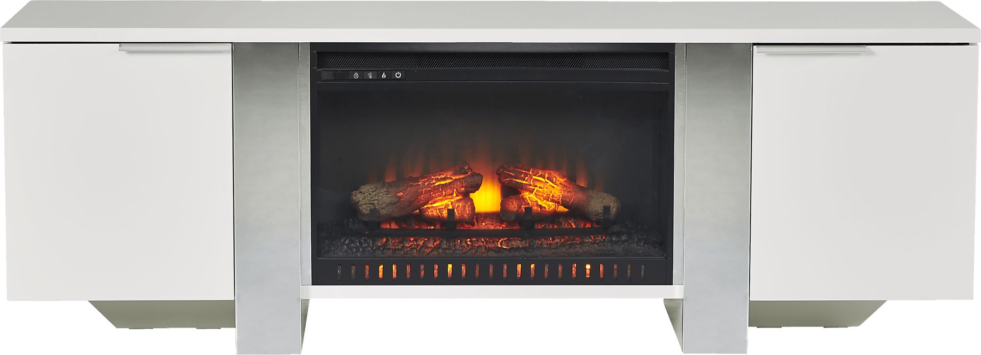 Heatherview White 70 in. Console with Electric Log Fireplace - Image 1