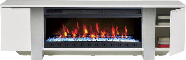 Heatherview White 79 in. Console with Electric Fireplace - Thumbnail - Image 2